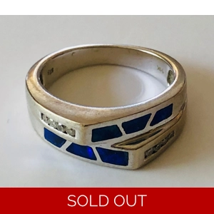 14kt White Gold Diamond & Black Opal Ring